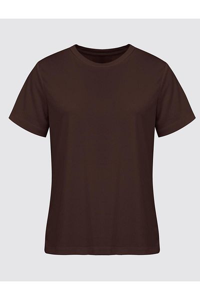 Jimmy Key Bitter Brown Crew Neck Short Sleeve Knitted Modal T-Shirt