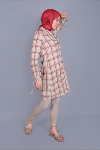 Alvina Checkered Tunic with Laces - 41519