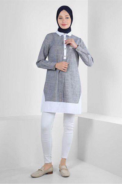 Alvina BUTTONED TUNIC WITH EMBROIDERY DETAIL 43915