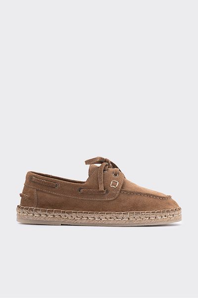 SHOEMARK Mako Tan Genuine Leather Suede Women's Espadrille Moccasin