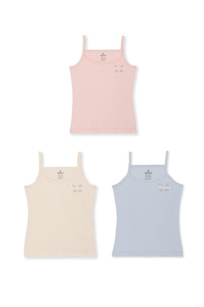 BAYKAR Girls' Cotton Thin Thread Suspender 3-Pack Undershirts