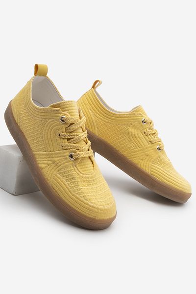 Marjin Damen-Sneaker – bunte Schnür-Sportschuhe mit bestickter Stickerei in Gelb