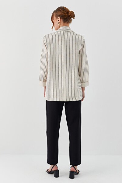 Shopping Shop Striped Linen Blazer - Jacket (Natural)