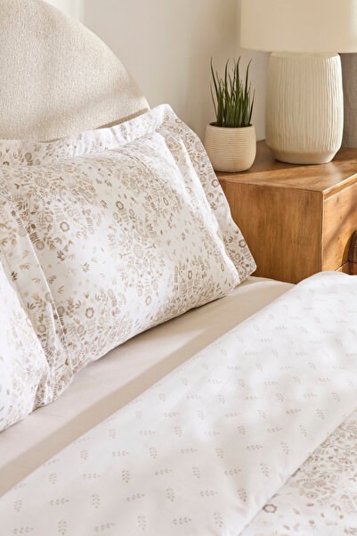 Kaşmir Home Grasy 100% Cotton Double Duvet Cover Set Beige