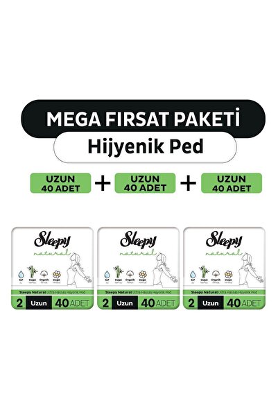 Sleepy Natural Ultra Hassas Hijyenik Ped Mega Fırsat Paketi Uzun 120 Adet