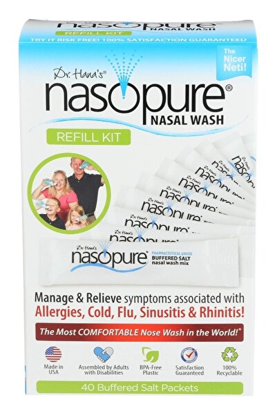 NASOPURE ناسوبور، عبوة إعادة تعبئة غسول الأنف بمحلول ملحي، 3.75 جرام