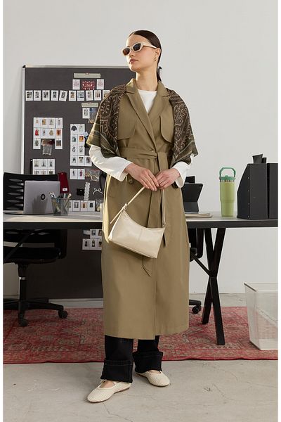 Fatma Atasoy Maxi Khaki Trench Vest with Windbreaker