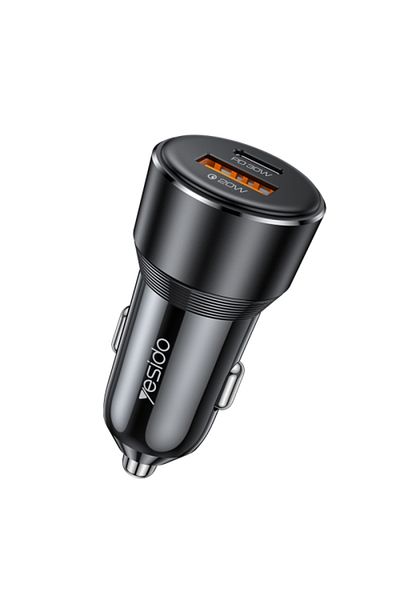 Yesido شاحن سيارة فائق السرعة Y64 PD30W Type-C + QC20W USB (أسود)