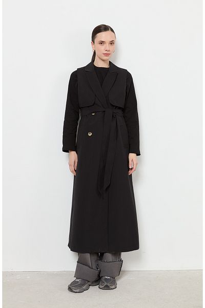 Fatma Atasoy Maxi Black Trench Vest with Windbreaker