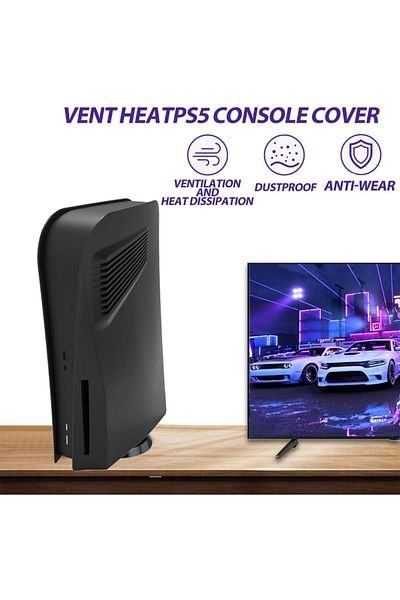 fulina PS-V PS5 Console Cover Plates Compatible for PS5 Disc Edition,with four Cooling Vents,Black