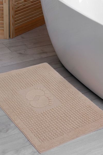 Homedius Bathroom Checkered Foot Patterned Cotton Foot Towel 50X70Cm