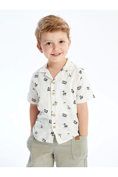 LC Waikiki LCW Kids BEIGE Resort Πέτο με κοντομάνικο μπλουζάκι για αγόρι