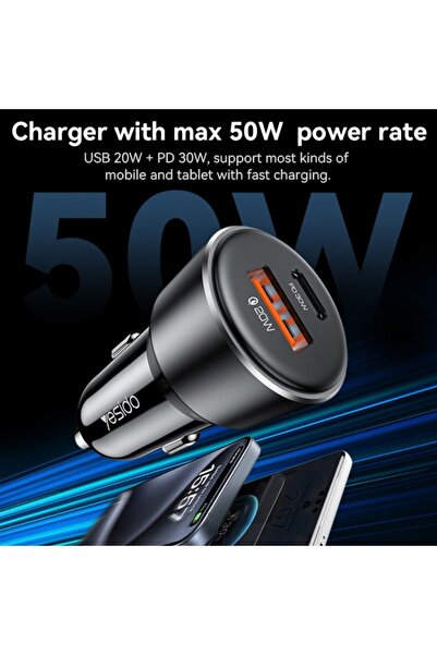 Yesido Y64 PD30W Type-C + QC20W USB Super Fast Car Charger(Black)