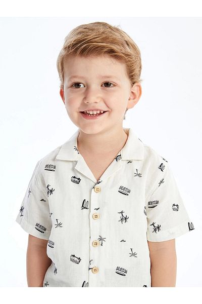 LC Waikiki LCW Kids BEIGE Resort Πέτο με κοντομάνικο μπλουζάκι για αγόρι