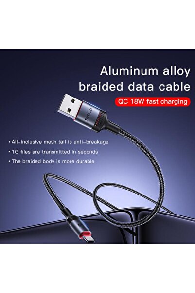 Yesido كابل شحن وبيانات CA130C 18 واط 3 أمبير من USB إلى USB-C / Type-C، الطول: 2 متر (أسود)