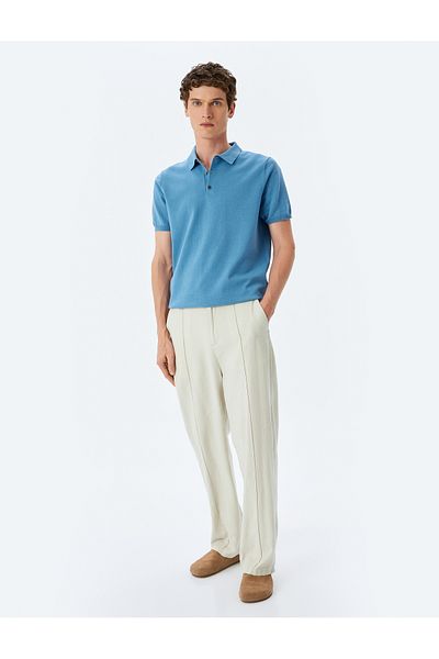 Koton Tricou tricot cu mânecă scurtă din bumbac cu gât polo