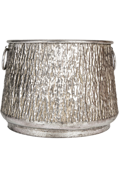 Herdekora Kabartma Desenli Kulplu Metal Çiçeklik Kazan Saksı Gümüş Eskitme 39...