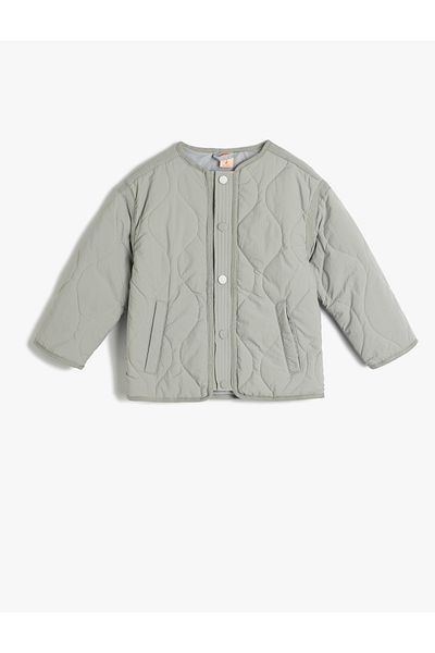 Koton Quilted Pocket Crew Neck Long Sleeve Jacket