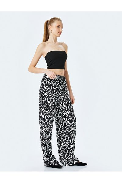 Koton Pantaloni largi din viscoză cu șireturi în talie cu modele etnice