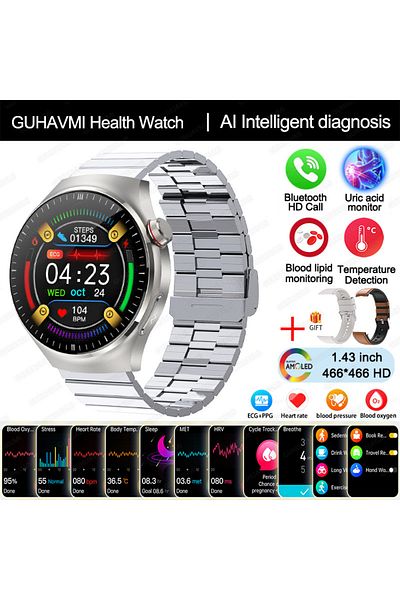 Choice Medical Grade Silver Steel B 2a 2025 New Nursing Grade Smart Watch Blood Oxygen Blood Lipid Uric Aci