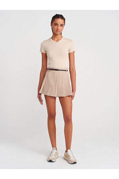 Dilvin 31673 100% Cotton V-Neck T-Shirt-Stone