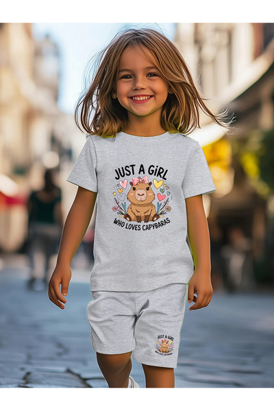 PENTHİLUS 2 Piece Set Girls Summer Clothes from Kabbalah Cartoon Animal Print T-Shirt and Shorts Set