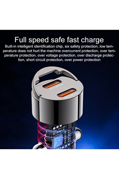 Yesido Y69 PD30W Dual USB-C / Type-C Zinc Alloy Mini Car Charger(Metal Grey)