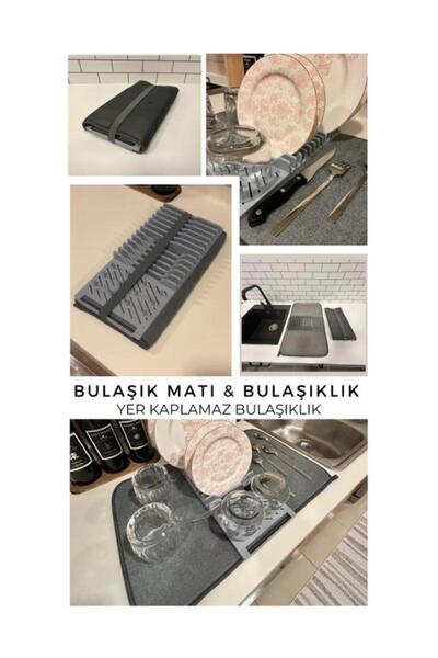 PANJI Mikrofiber Bulaşık Kurulama Matı Bezi Süper Su Emici Bulaşık Sepeti Kat...