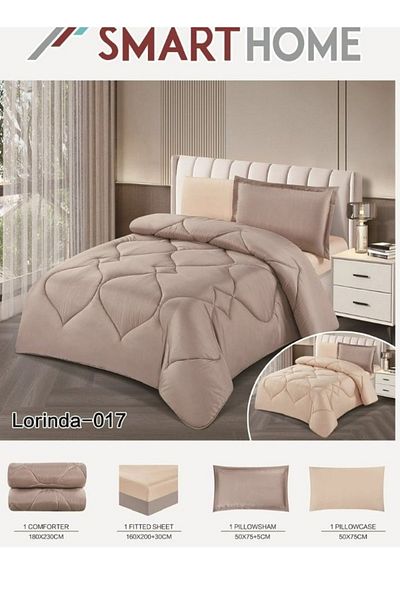 smart home 100% Microfiber Single Bed Sheet, Geometric Design Bedspread, 4-Piece Set