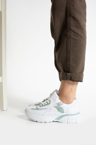 Getcho Pantofi sport casual Babel pentru femei, alb, verde