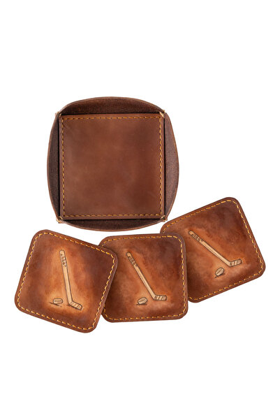 Zeynep Birinci Hakiki Deri Bardak Altlığı Seti