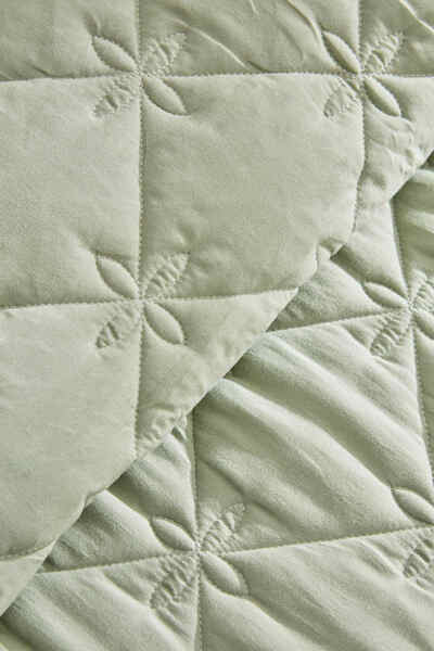 Kaşmir Home Lilly Çiçekli Tek Kişilik Yatak Örtüsü Takımı Çağla