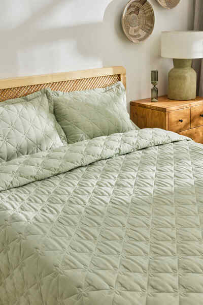 Kaşmir Home Lilly Çiçekli Tek Kişilik Yatak Örtüsü Takımı Çağla