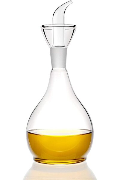 COOYA 13ounce/ 380 ml Clear Glass Olive Oil Dispenser Bottle - Oil & Vinegar Cruet with Pourers