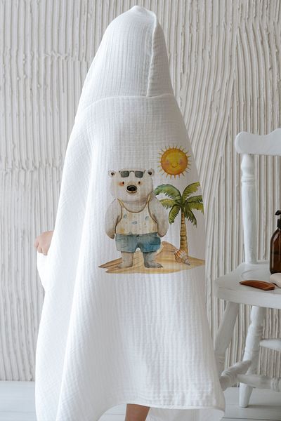 Tuğba Kuğu 4 Layers Muslin Hooded Towel - Summer Vibes