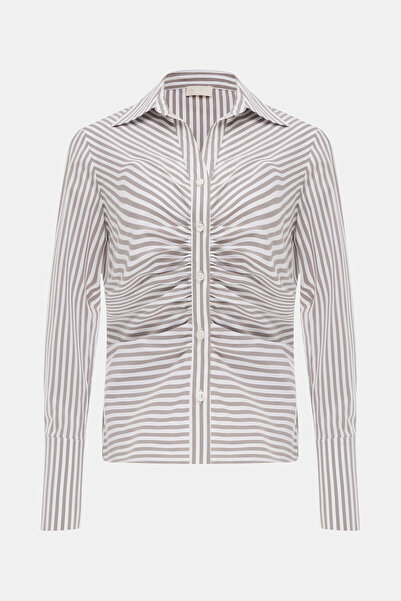 W Collection VİZON UZUN KOLLU ÇİZGİLİ BLUZ