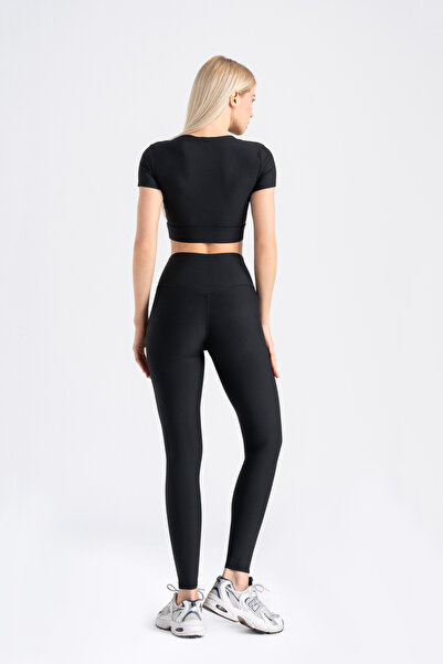 Umori Flexirib Long Sleeve Crop Top&Leggings Black Set
