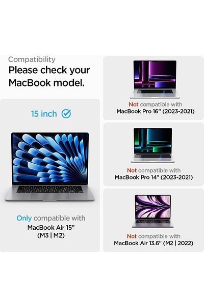 Spigen غشاء حماية شاشة مرشح الخصوصية [SafeView] لجهاز MacBook Air 15 بوصة M4 (2025) / M3/M2
