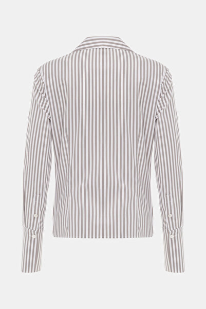 W Collection VİZON UZUN KOLLU ÇİZGİLİ BLUZ