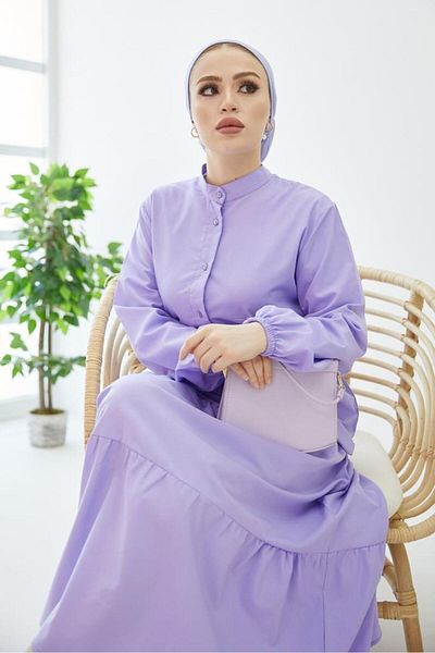 giyze Ρόμπα Hijab με κουμπιά δικαστής λιλά 428