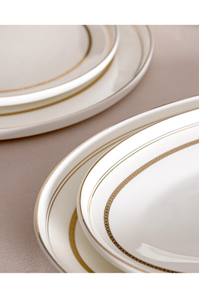 Madame Coco Davin 12 Kişilik 56 Parça Yemek Takımı - Beyaz/Vizon