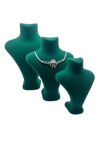 MeGass Dekor Suede Fabric Green Color Three Size Jewelry Mannequin