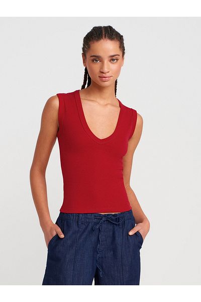 Dilvin 31632 Sleeveless Top-K. Red