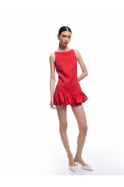 Koton Sleeveless Crew Neck Mini Bubble Dress