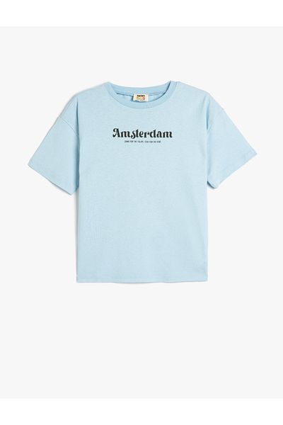 Koton Tricou oversize din bumbac cu mânecă scurtă cu imprimeu cu slogan