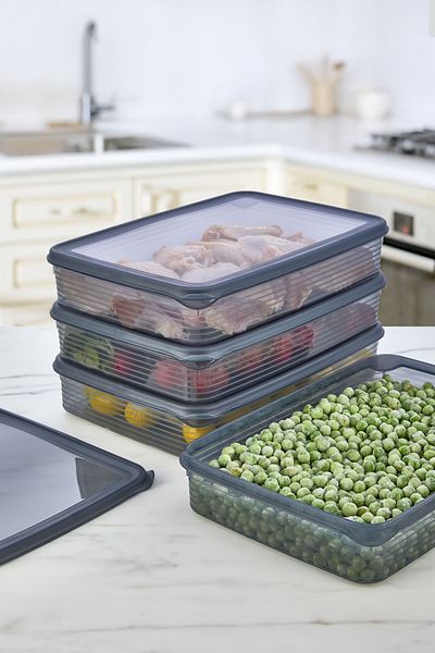 Kitchen Life 4 Pieces 2300 ml Refrigerator and Microwave Storage Container - Refrigerator Organizer Storage Box