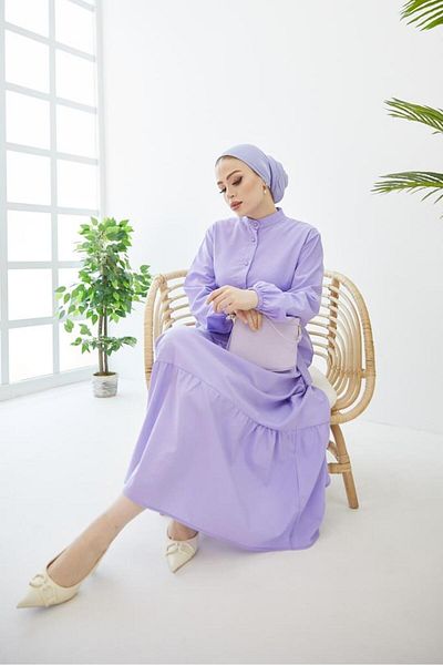 giyze Ρόμπα Hijab με κουμπιά δικαστής λιλά 428