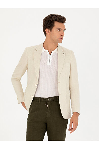 Cacharel Bej Slim Fit %100 Keten Ceket 50268891-VR011