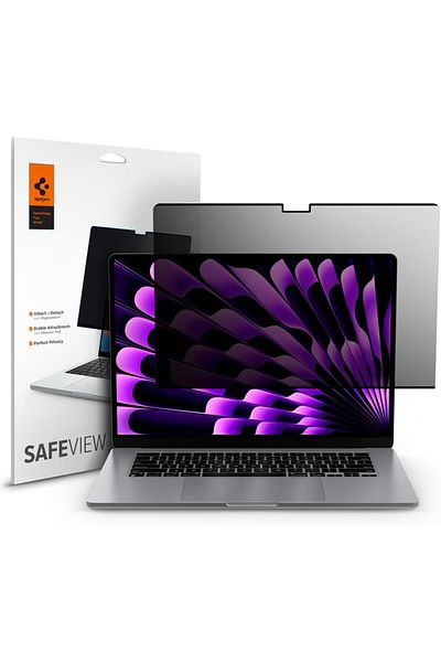 Spigen غشاء حماية شاشة مرشح الخصوصية [SafeView] لجهاز MacBook Air 15 بوصة M4 (2025) / M3/M2