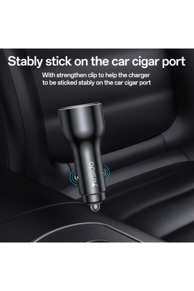 Yesido شاحن سيارة فائق السرعة Y65 PD100W Type-C + QC18W USB (أسود)